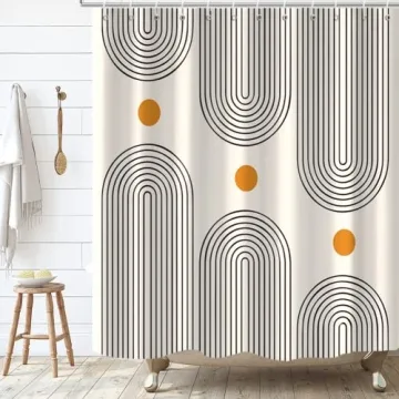 GKLEASG Boho Mid Century Shower Curtain for Modern Bathrooms