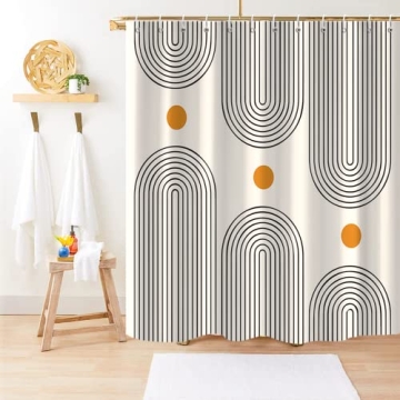 GKLEASG Boho Mid Century Shower Curtain for Modern Bathrooms