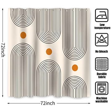 GKLEASG Boho Mid Century Shower Curtain for Modern Bathrooms