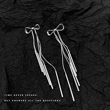 Chic Bow Knot Threader Dangle Stud Earrings Butterfly Knot Tassel Long Chain Dangling Charm Drop Statement Earring Christmas Jewelry for Women