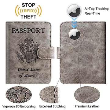Airtag Passport Holder Cover Wallet RFID Blocking Leather Case Travel Essentials Luggage Accessories...