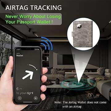 Airtag Passport Holder Cover Wallet RFID Blocking Leather Case Travel Essentials Luggage Accessories Travel Must Have(118#Grey)