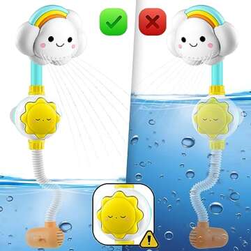 Baby Bath Toy Shower Head - OWNONE 1 Bathtub Shower Sprayer, Bath Toy for Toddlers Ages 1-3, 2-4 Years Old, Infant Baby Bath Toy 6-12, 12-18 Months - Includes 1 Cloud Shower Head & 3 Suction Spinners