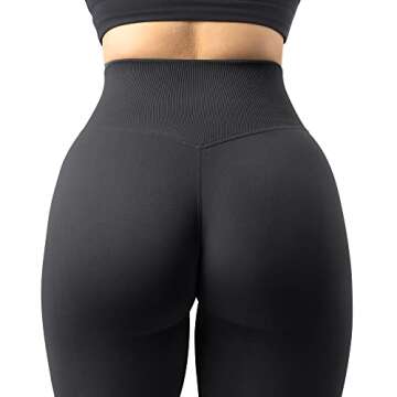 MOOSLOVER Women Seamless Butt Lifting Leggings High Waisted Tummy Control Yoga Pants(M,#1 Black)