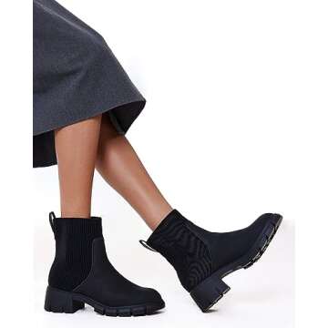 Womens Platform Lug Sole Ankle Boots - Chic & Comfortable Fall Booties