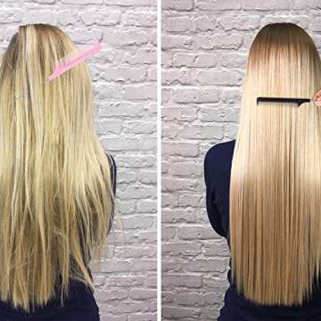 16 Pcs Rat Tail Comb Foiling Steel Pin Rat Tail Fiber Heat Resistant Teasing Combs with Pintail for Women Girls Hair Styling(Black and Pink)