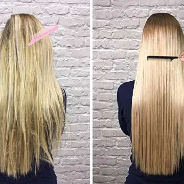 16 Pcs Rat Tail Comb Foiling Steel Pin Rat Tail Fiber Heat Resistant Teasing Combs with Pintail for Women Girls Hair Styling(Black and Pink)