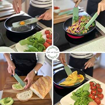 Silicone Spurtle Set with Acacia Handles | Non-Stick Kitchen Tool