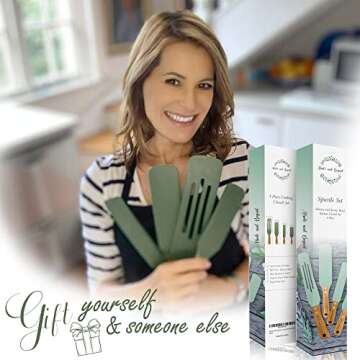 Silicone Spurtle Set with Acacia Handles | Non-Stick Kitchen Tool