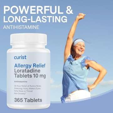Curist Loratadine 10mg 365 Count - All Day Non Drowsy Allergy Medicine - 24 Hour Antihistamine Table...