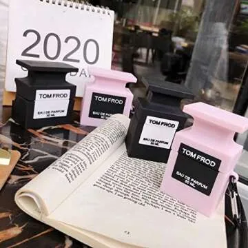 BNBKIKO Compatible Airpods 1 & 2 Case, 3D Cute and Interesting Silicone Duck Mr. Jo Malone Tom Ford Perfume, SK-III Cream, 1664 White Beer Airpods 1&2 Case (Tom Ford Perfume Black)