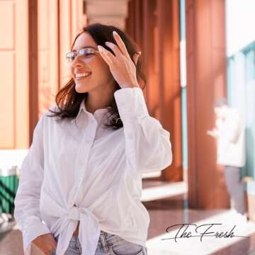 The Fresh Minimalist Small Rectangular Sunglasses Clear Eyewear Spring Hinge - Gift Box Package - FR1M4002MC01 (Silver, Gradient Clear, 51)