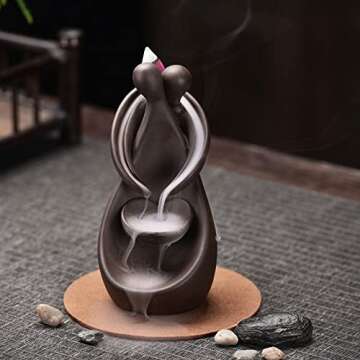 jessie Romantic Hugging Lover Backflow Incense Burner Aromatherapy Ornament Home Decoration Waterfal...