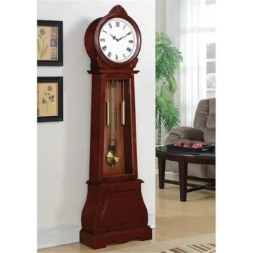 Coaster Home Grandfather Clock with Chime in Brown Red
