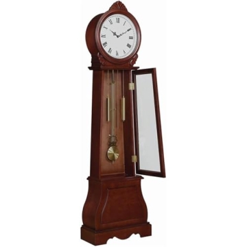 Coaster Home Grandfather Clock with Chime in Brown Red