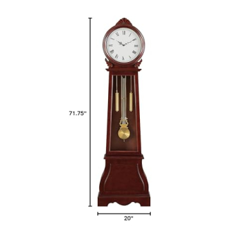 Coaster Home Grandfather Clock with Chime in Brown Red