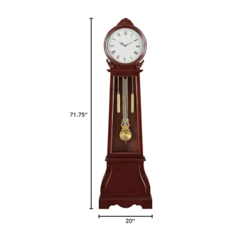 Coaster Home Grandfather Clock with Chime in Brown Red