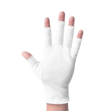 ANSMIO 2 Pairs Cotton Gloves Touchscreen for Dry Hands - Fingerless Moisturizing Night Gloves