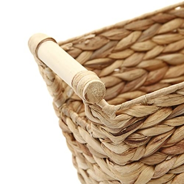 Woven Water Hyacinth Storage Basket with Wooden Handles