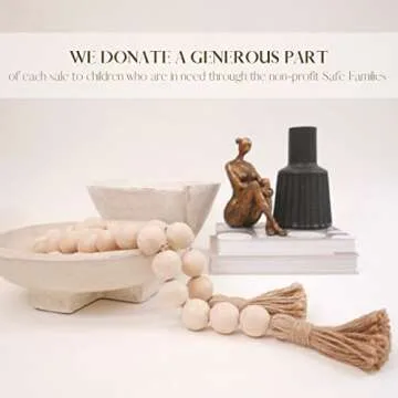 MARI Designs Wood Bead Garland with Large 1.5" Diameter Wooden Farmhouse Beads - 72" Long Beaded Garland, a Perfect Boho Farmhouse Decor, Decorative Beads, Wooden Beads Garland, Boho Decorations