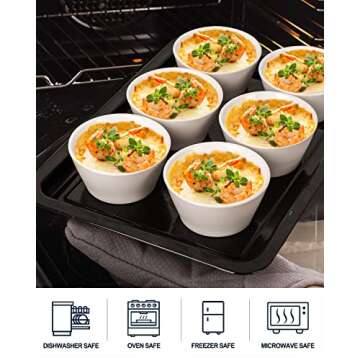 Taeochiy Porcelain Small Bowls, 8 Ounce Dessert Bowls, Ramekins Oven Safe, Ice Cream Bowls, Bouillon Cups, Set of 6