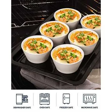 Taeochiy Porcelain Small Bowls, 8 Ounce Dessert Bowls, Ramekins Oven Safe, Ice Cream Bowls, Bouillon Cups, Set of 6