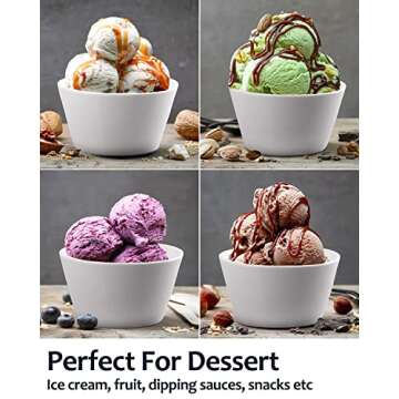 Taeochiy Porcelain Small Bowls, 8 Ounce Dessert Bowls, Ramekins Oven Safe, Ice Cream Bowls, Bouillon Cups, Set of 6