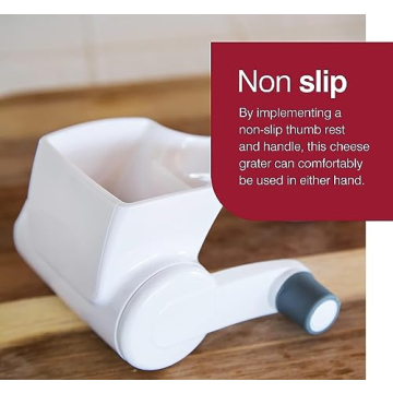 Zyliss Restaurant Cheese Grater - Gifts for Cooks - Culinary Chef Gift - Handheld Rotary Cheese Grater - Cheese, Vegetable, Nut Grater for Right- & Left-Handed Cooks - NSF Restaurant Certified - White