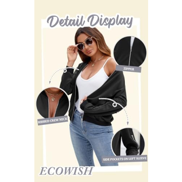 Stylish ECOWISH Floral Bomber Jacket for Women Casual Wear