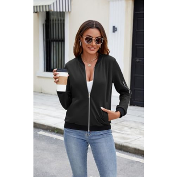 Stylish ECOWISH Floral Bomber Jacket for Women Casual Wear