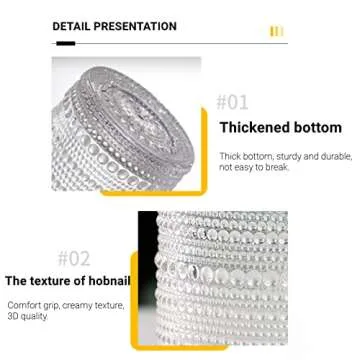 Bandesun Romantic Water Glasses, 12 oz Hobnail Drinking Glasses Set 6, Embossed Vintage Glassware Set for Beer, Cocktail, Soda, Beverage clear