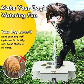 Dog Water Fountain Outdoor Drinking Water Toy for Large Dogs, Paw Activated Water Fountain, Dog Sprinkler Step On, Fun Dog Toys，Includes 304 Stainless Steel Dog Hose (QL0305)