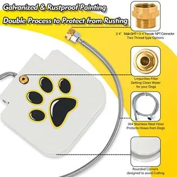 Dog Water Fountain Outdoor Drinking Water Toy for Large Dogs, Paw Activated Water Fountain, Dog Sprinkler Step On, Fun Dog Toys，Includes 304 Stainless Steel Dog Hose (QL0305)