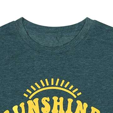 MNLYBABY Sunshine and Whiskey Short Sleeve T-Shirt Women Beach Funny Letters Print Summer Tops Tees