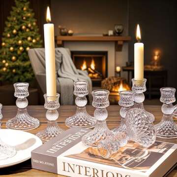 4" Tall Glass Candle Holder Set of 4 Glass Taper Candle Holders for Candlesticks Clear Crystal Glass Candlestick Holders Candle Sticks Holder Decor for Wedding, Birthday, Thanksgiving,Housewarming