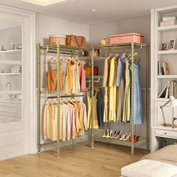 VIPEK L6 L Shaped Clothes Rack Heavy Duty Clothing Rack for Corner, 5-Tier Wire Garment Rack Metal F...