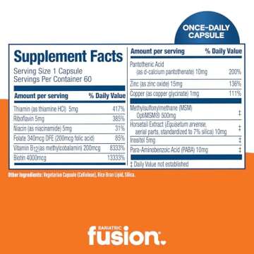 Bariatric Fusion Vegan Hair Skin and Nails Vitamins