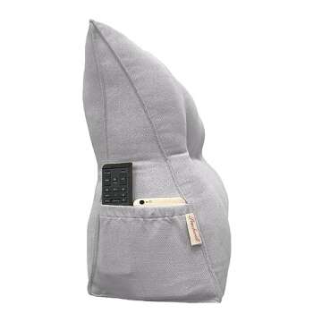 Peachwell Triangular Reading Bed Rest Pillow Large Bolster Cushion Headboard Backrest Wedge Pillow with Removable Cover and Two Large Side Pockets (Chalk Grey, Queen: 59 x 8 x 20 inches)