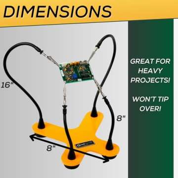 QuadHands Classic Workbench Soldering Helping Third Hand Tool | 4 Gooseneck Flexible Positionable Arms | Sturdy Base | Rotating Stainless Steel Alligator Locking Clamps | Circuit Board Holder | USA