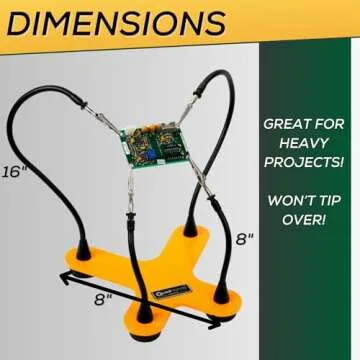 QuadHands Classic Workbench Soldering Helping Third Hand Tool | 4 Gooseneck Flexible Positionable Arms | Sturdy Base | Rotating Stainless Steel Alligator Locking Clamps | Circuit Board Holder | USA