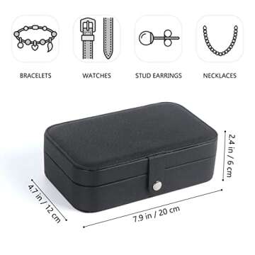 Travel Jewelry Box, [Upgraded Version] Small Jewelry Organizer for Women Girls, 2 Layers PU Leather ...