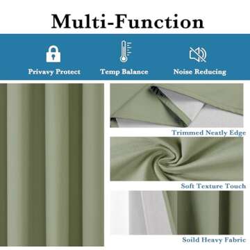 OWENIE Maya 100% Sage Green Blackout Curtains 84 Inch Length 2 Panels Set, Solid Warm Thick Thermal Insulated Energy Saving Grommets Window Panels for Bedroom/Living Room, 2 Pcs, Each 52 W x 84 L