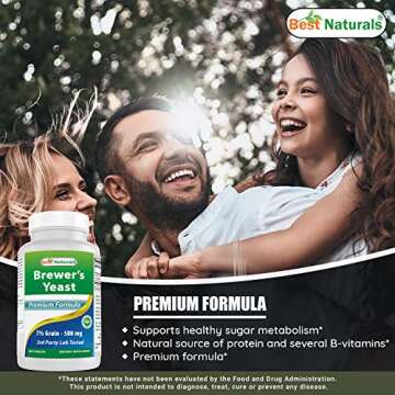 Best Naturals Brewers Yeast 500mg 240 Tablets (1000mg Serving) - 3rd Party Lab Tested for Quality & Purity