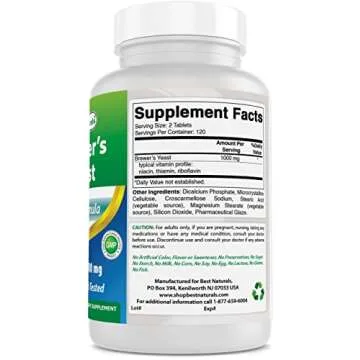 Best Naturals Brewers Yeast 500mg 240 Tablets (1000mg Serving) - 3rd Party Lab Tested for Quality & Purity