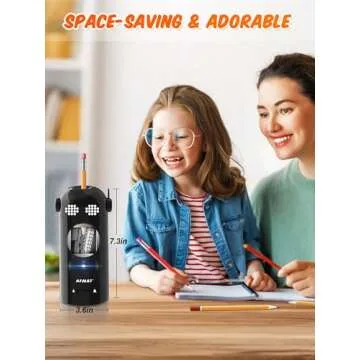AFMAT Electric Pencil Sharpener Fully Automatic, Robot Pencil Sharpener for 7-11.5mm Pencils, Rechargeable Pencil Sharpener Hands-Free, Battery Operated Pencil Sharpener for Home, Office, Classroom