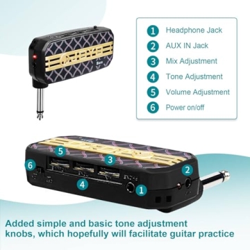 Bass Headphone Amp Mini Guitar Bassist Practice Amplifier with Aux in Portable (JA-03)