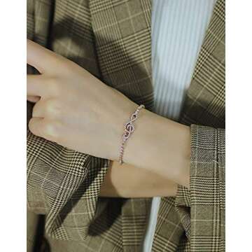 Titruebe Rose Gold Plated Bracelet for Women Musical Note Bracelets Music Lover Jewelry Gift
