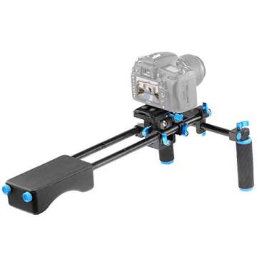 NEEWER Camera Shoulder Rig, Video Film Making System Kit for DSLR Camera and Camcorder with Soft Rubber Shoulder Pad and Dual Hand Grips, Compatible with Canon/Nikon/Sony, etc (Blue + Black)