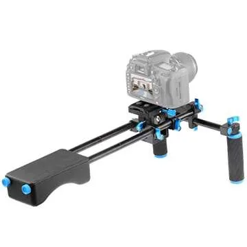 NEEWER Camera Shoulder Rig, Video Film Making System Kit for DSLR Camera and Camcorder with Soft Rubber Shoulder Pad and Dual Hand Grips, Compatible with Canon/Nikon/Sony, etc (Blue + Black)