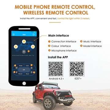 Auxbeam 22 Inch RGB LED Light Bar Multi-Color Light bar 5D V Series 120W Led Bar Off Road Driving Light Spot Flood Combo Beam with Bluetooth App & Wiring Harness